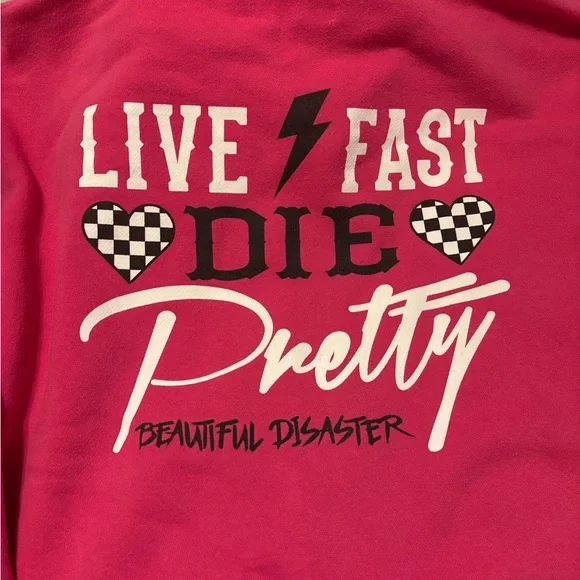 Beautiful Disaster pink  Graphic Zip-Up Hoodie - Picture 5 of 6